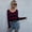 Wine Red, variant on EASYBRA Women Striped Knit Sweater Long Sleeve V Neck Loose Cropped Casual Pullover Top