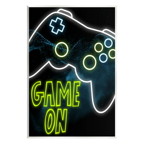 Stupell Industries Game On Neon Controller Graphic Art Unframed Art Print Wall Art, Design by Marcus Prime