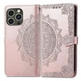 thumbnail image 3 of Pour Iphone 15 Pro Max Mandala Fleur Étui en Cuir Embossé (pour Iphone 15 Pro Max Noir), 3 of 5