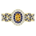 thumbnail image 2 of Dazzlingrock Collection 6X4mm Oval Citrine with Round Blue Sapphire & White Diamond Interweaving Double Halo Wedding Ring for Women in 10K Yellow Gold, Size 10, 2 of 6