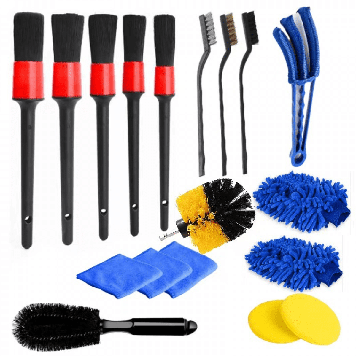 FGY 10 PCS Car Detailing Brush Kit for Auto Interior and Exterior Includes  Detailing Brushes, Wire Brush & Air Vent Brush, Cleaning Towel 