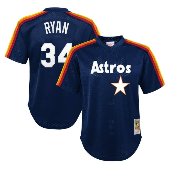 Youth Mitchell & Ness Nolan Ryan Navy Houston Astros Cooperstown Collection-Mesh Batting Practice Jersey