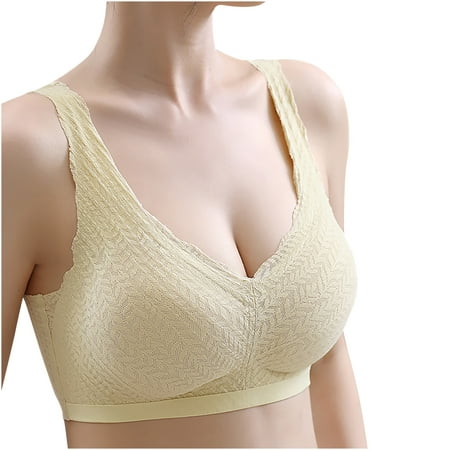 

TIANEK No Pad Bralette for Women Fashion Bustier Plus Size Strap Comfortable Spandex Full Cup Everyday Soft Sleep Underwear Clearance