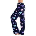 thumbnail image 4 of Fgvctg Valentine's Day Womens Pajamas Comfy Heart Print Wide Leg Pajama Sleepwear High Waisted Pjs Pant Lightweight Fall Spring Drawstring Lounge Pants with Pockets Pink L, 4 of 7
