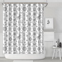 White Witchcraft Sun Moon Snake Pattern Shower Curtain 84"x72" ,Bathroom Decorative Shower Curtains Set with 12 Hooks,Modern Waterproof Washable Shower Curtain