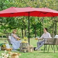 thumbnail image 2 of 15 ft Triple-size Patio Umbrella w/Base Included - Market Extra-Large Double Sided Umbrella - Twin-size Patio Parasol w/Easy Crank & 12 Strong Ribs & Ventilation Openings, Navy Blue, 2 of 9