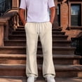 thumbnail image 2 of KLHDSF Men's Baggy Bootcut Sweatpants Wide Leg Flared Stretch Elastic Waist Drawstring Cotton Lounge Workout Casual Pants Beige L, 2 of 8