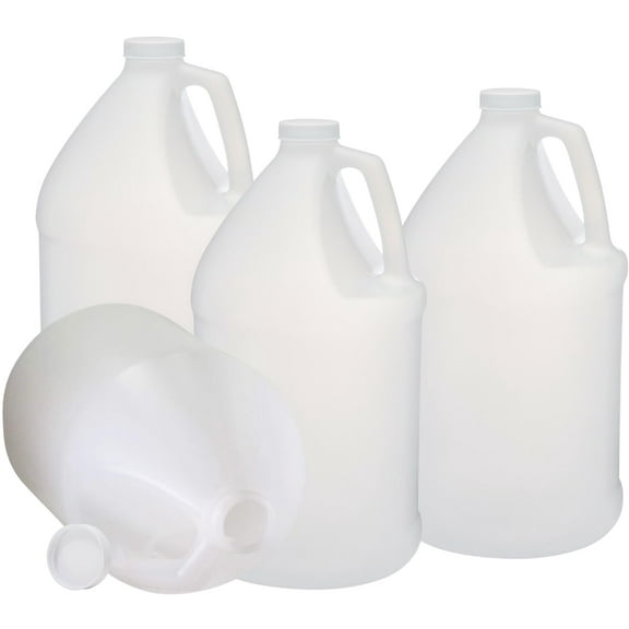 Rani Containers | 1 Gallon HDPE Plastic Jug with Reshipper Box & Child-Resistant Caps | Home & Commercial Use, Containers for Water, Sauces, Food, Soaps, Detergents, Liquids | Made in USA - Pack of 4