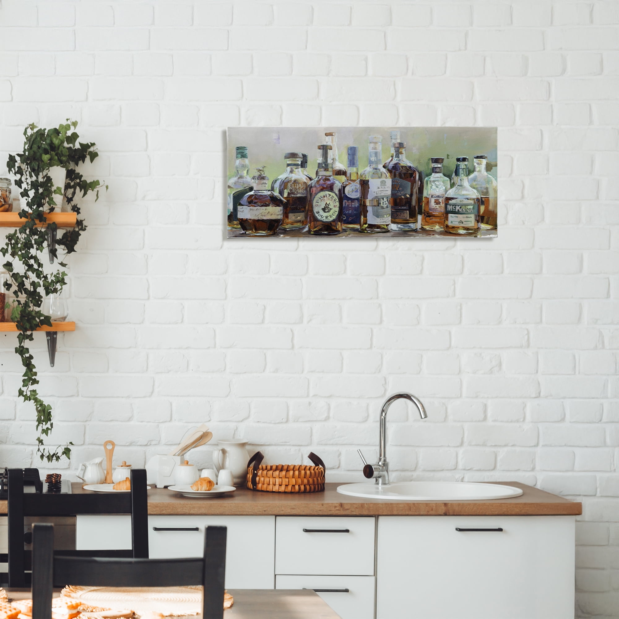 Stupell Industries Vintage Whiskey Bottles Display Canvas Wall Art, design by Marilyn Hageman