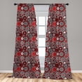 thumbnail image 5 of Ambesonne Mandala Curtains, Oriental Flower Mosaic Art, Pair of 28"x84", Orange White Black, 5 of 5
