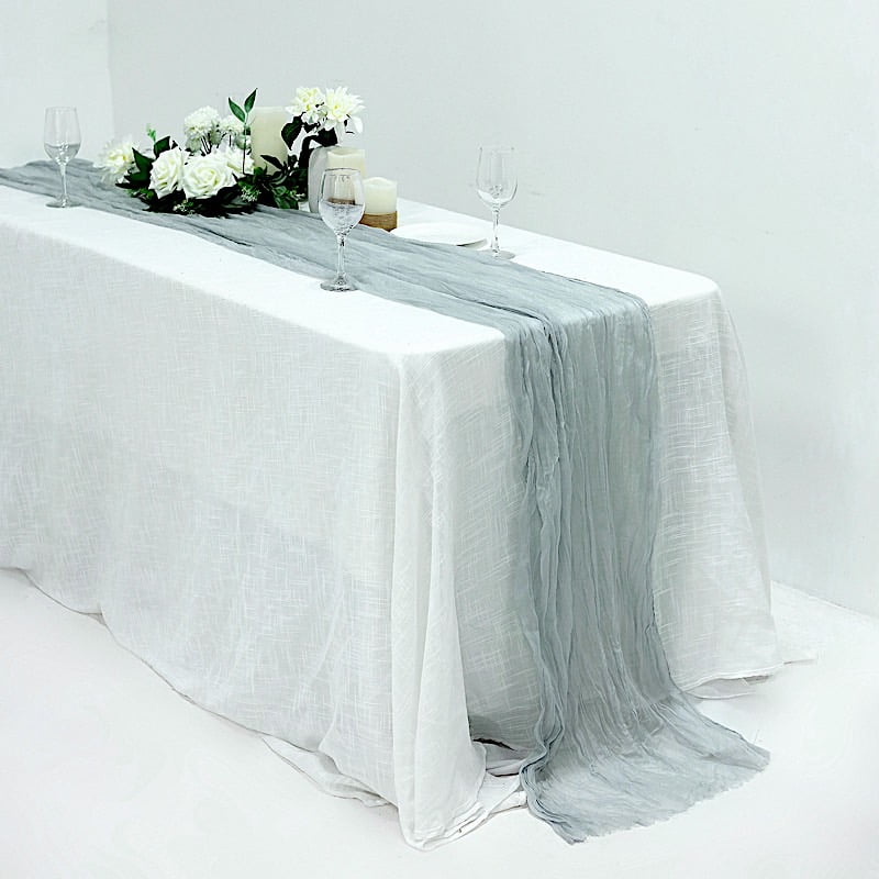BalsaCircle 10 feet Silver Cotton Cheesecloth Gauze Extra Table Runner Wedding Party Reception Home Events Decorations Supplies