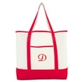 thumbnail image 2 of DALIX Monogram Bag Personalized Totes For Women Open Top Red Initial D, 2 of 8