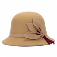 thumbnail image 2 of Visland Women Fedora Hat, Fashion Vintage Flower Decor Soft Cozy Faux Wool Autumn Winter Round Felt Bowler Cap for Outdoor Daily Wear, 2 of 8