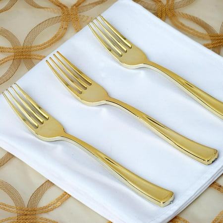 BalsaCircle 25 pcs Gold Plastic Forks - Wedding Reception Party Buffet Catering Tableware Food