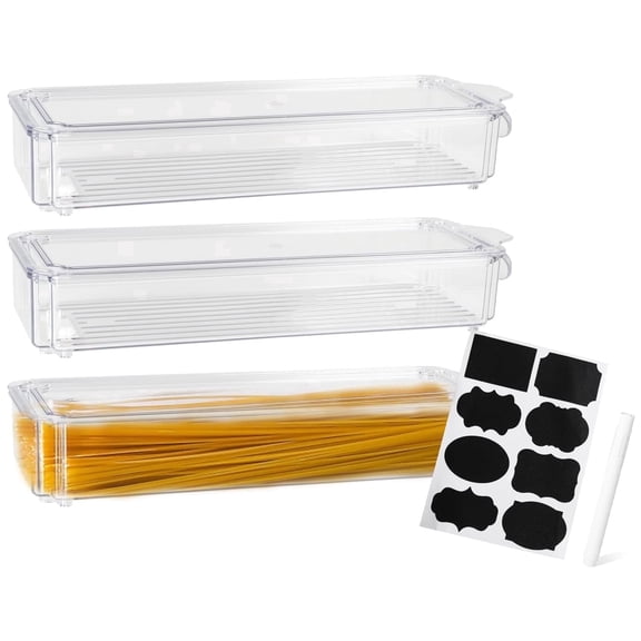 Pethiy 3 Pack Airtight Pasta Storage Containers with Lids, Plastic Spaghetti and Noodle Holders for Kitchen Pantry Organization and Food Storage