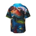 thumbnail image 2 of Fotbe Ice Blue Ocean Sea Turtle print Short Sleeve Button Down Shirts for Men Casual Summer Beach Wrinkle Free Shirt-Small, 2 of 7