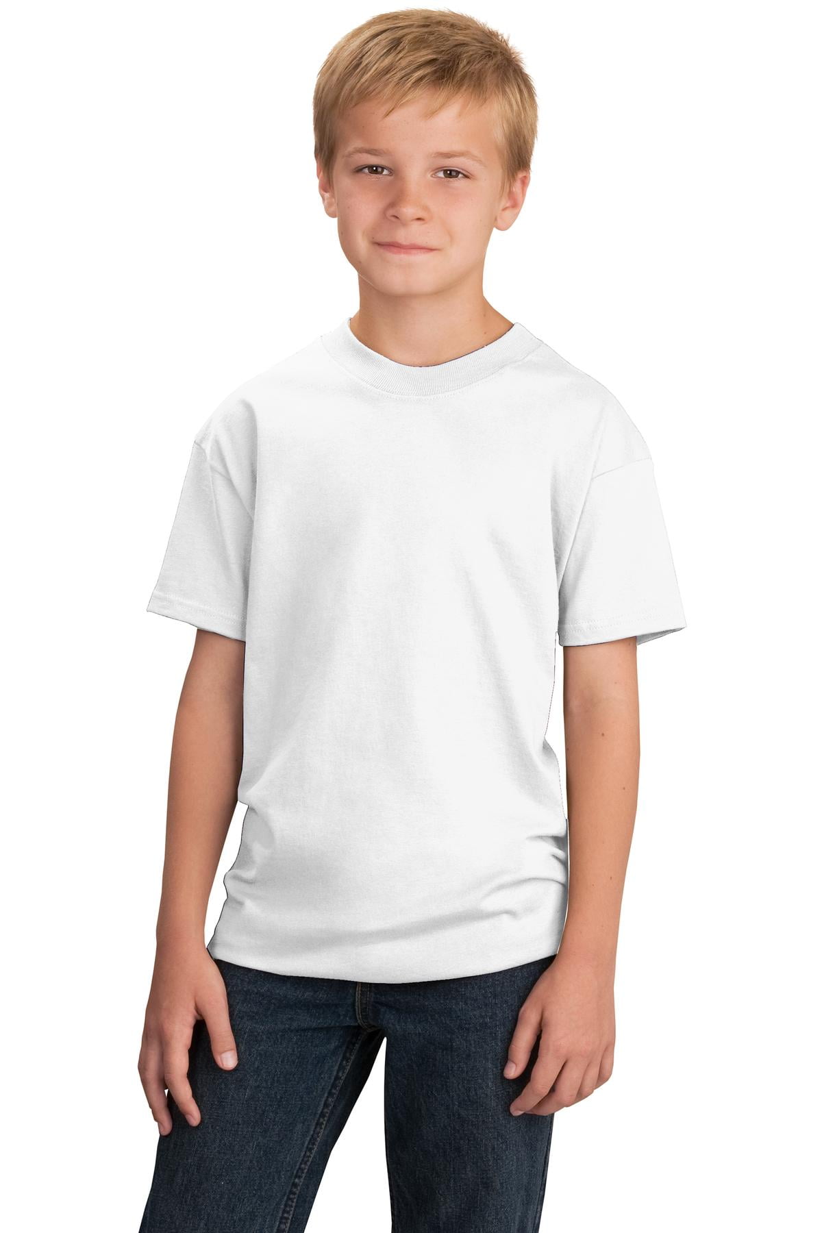 Port & Company - Port & Company Youth 5.4-oz Cotton T-Shirt. White. XL