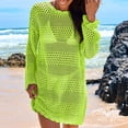 thumbnail image 2 of Delconic Women's Cover Up Edge Hollow Beach Cover Up Loose Dress Green M, 2 of 6