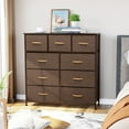 thumbnail image 2 of Pellebant  Fabric Wide Dresser Storage Tower with 9 Drawers Brown Medium Wood, 2 of 7
