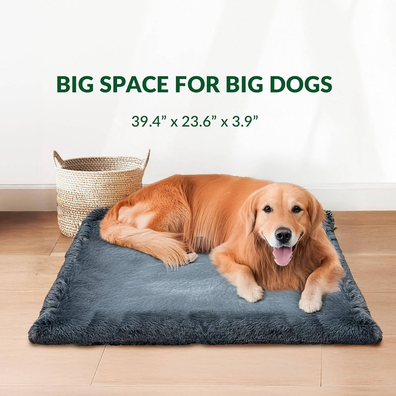 Dig Defence Large Plush Pet Bed, Soft Fluffy Surface, Removable Washable Cover with Waterproof Sleeve, Non Slip Bottom, Durable Dog Bed for Large Dogs