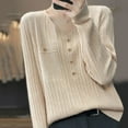 thumbnail image 5 of Womens Long Sleeve Tops T Shirts Crew Neck Warm Pullover Knit Winter Fall Clothes for Women Tees Blouses Beige M, 5 of 6