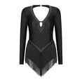 thumbnail image 2 of TiaoBug Women's Rhinestones Fringed Backless Bodyusit Latin Jazz Dance Leotard Tops Black XL, 2 of 6