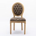 thumbnail image 2 of DECMAY French Style Dining Chairs Set of 2, Solid Wood Frame, PU Leather Upholstered, Button-Tufted High Back with Nailhead Trim, Olive Green, 2 of 19