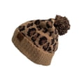 thumbnail image 2 of C.C Exclusive Leopard Pattern Fur Pom Cuffed Beanie - Latte, 2 of 4