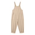 thumbnail image 6 of JFGHDG Women's Casual Loose Long Cotton Bib Overalls Baggy Linen Jumpsuits Rompers Wide Barrel Leg Pants with Side Pockets Beige L, 6 of 7