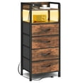 thumbnail image 6 of Bestco LED Nightstand End Table with Charging Station & 4 Drawers for Bedroom Rustic Brown, 6 of 11
