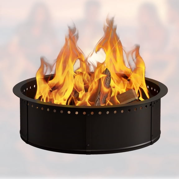 33 Inch Smokeless Fire Pit Ring - 360° Airflow Wood Burning Insert for DIY Outdoor Fire Pit, Patio & Camping