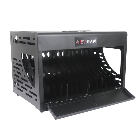 16-Unit Charging Cabinet for Laptops & Tablets, Locking Laptop Storage Box with Cable Management for Classroom, Library, and Office