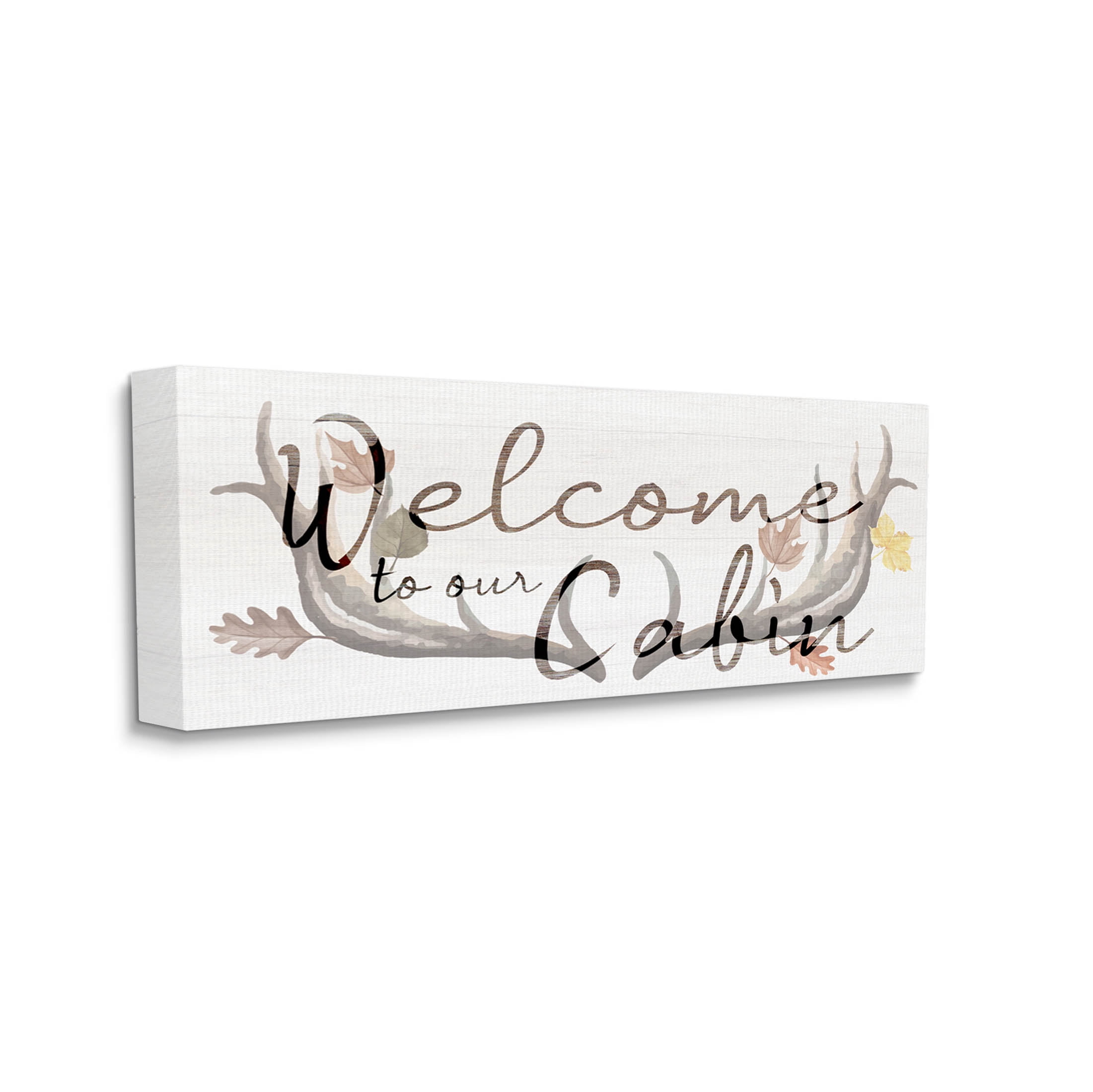 Stupell Industries Welcome Cabin Deer Antlers Graphic Art Gallery Wrapped Canvas Print Wall Art, Design by Lil' Rue