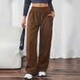 thumbnail image 2 of ABATAB Women's Joggers Pants with Pockets Corduroy Running Trousers Lounge Casual Loose Fit Wide Leg Workout Athletic Pants, 2 of 7