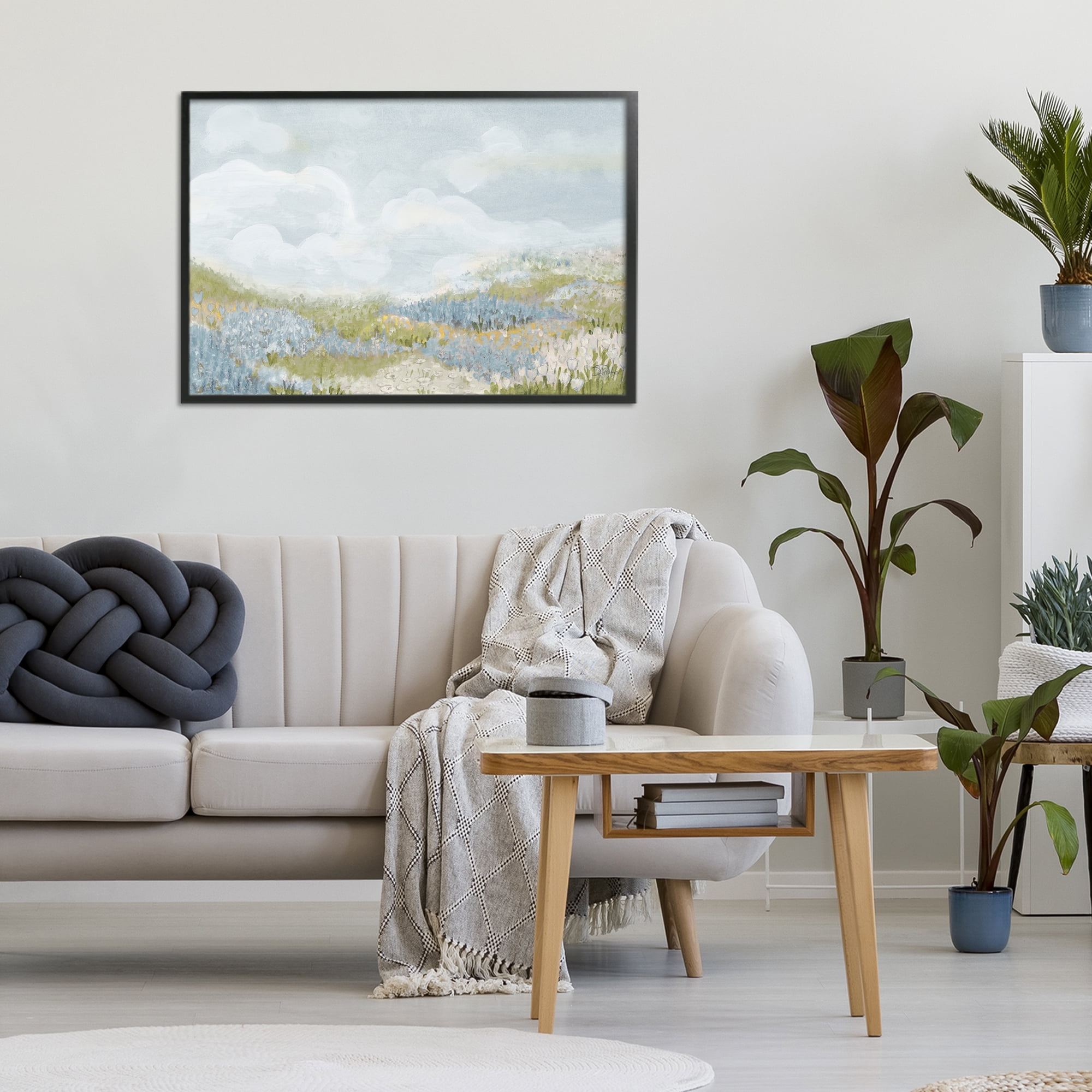 Stupell Industries Blue Floral Meadow Black Framed Giclee Art, design by Patricia Pinto