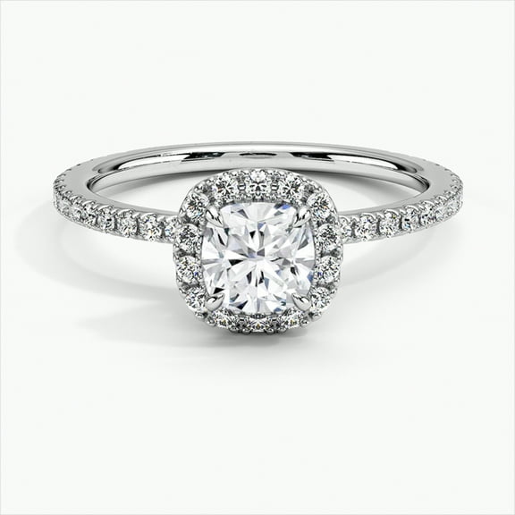 Aura Jewelry 1.98 Ct Cushion Cut Moissanite Women's Engagement Ring - 14K White Gold Plated Anniversary Ring - Halo Promise Rings for Her - Sterling Silver Ring for Women Clearance