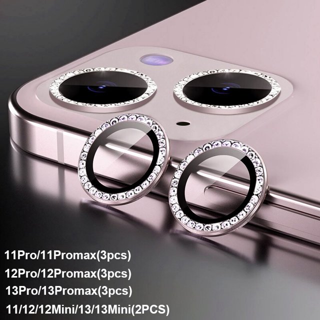 Protector de lente de cámara con purpurina de diamante para iPhone 13 12 11 Pro Max Mini anillo de Metal Len Glass iPhone14 Plus cubierta protectora Tan Jianjun unisex