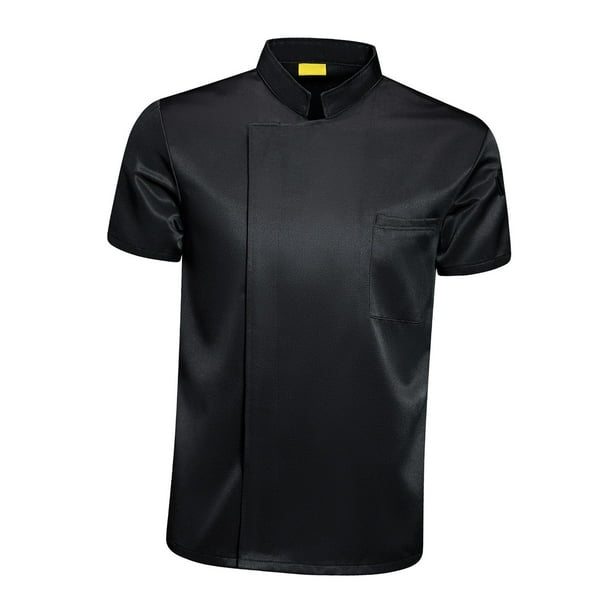 Chaqueta de chef de manga corta, transpirable, uniforme de verano para cocina Negro XXXXL