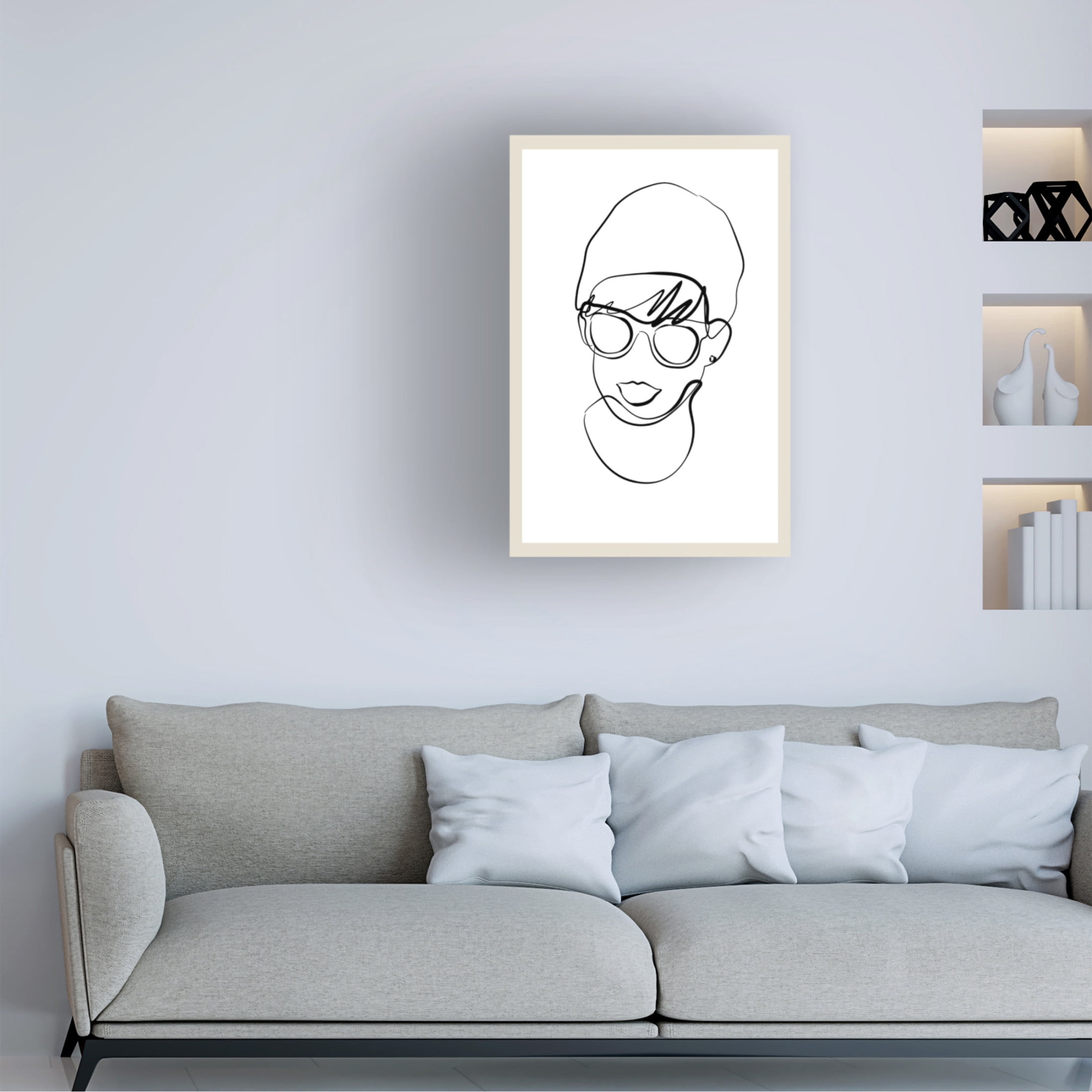 Trademark Fine Art NKTN   Modern woman line portrait Canvas Wall Art