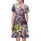 thumbnail image 1 of Easygdp Lilacs Teapot Scenic Painting para Vestido Transpirable de Mujer, Vestido Suelto de Manga Corta con Pliegues y Bolsillos para el Verano, 1 of 6