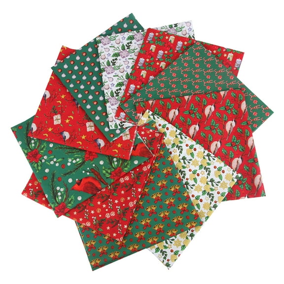 JHEHF Christmas Cotton Fabric Bundles Squares Multicolor Quilting Fabric Bundles Precut Printed Craft Fabric Patchwork Sewing DIY Craft Christmas Party Supplies