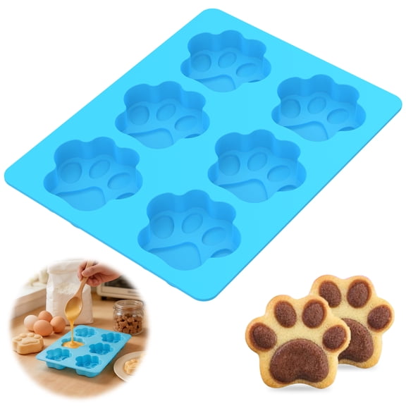 Fkszll Puppy Dog Paw Silicone Molds,Food Grade, for Chocolate, Candy, Pudding, Jelly, Dog Treats, Blue