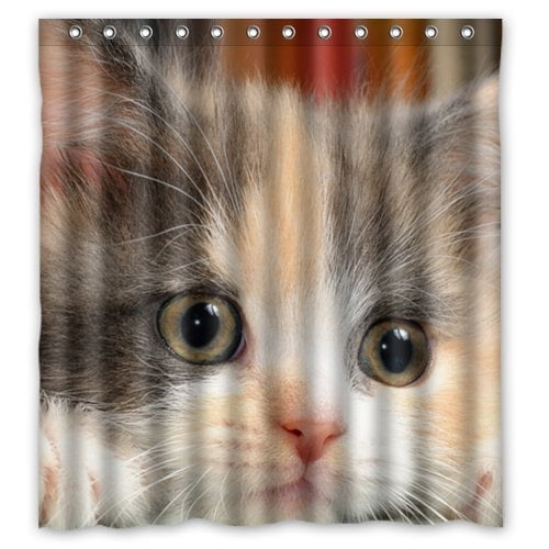 HelloDecor Baby Cat Kitty Face Animal Shower Curtain Polyester Fabric Bathroom Decorative Curtain Size 66x72 Inches HelloDecor Baby Cat Kitty Face Animal Shower Curtain Polyester Fabric Bathroom Decorative Curtain Size 66x72 Inches
