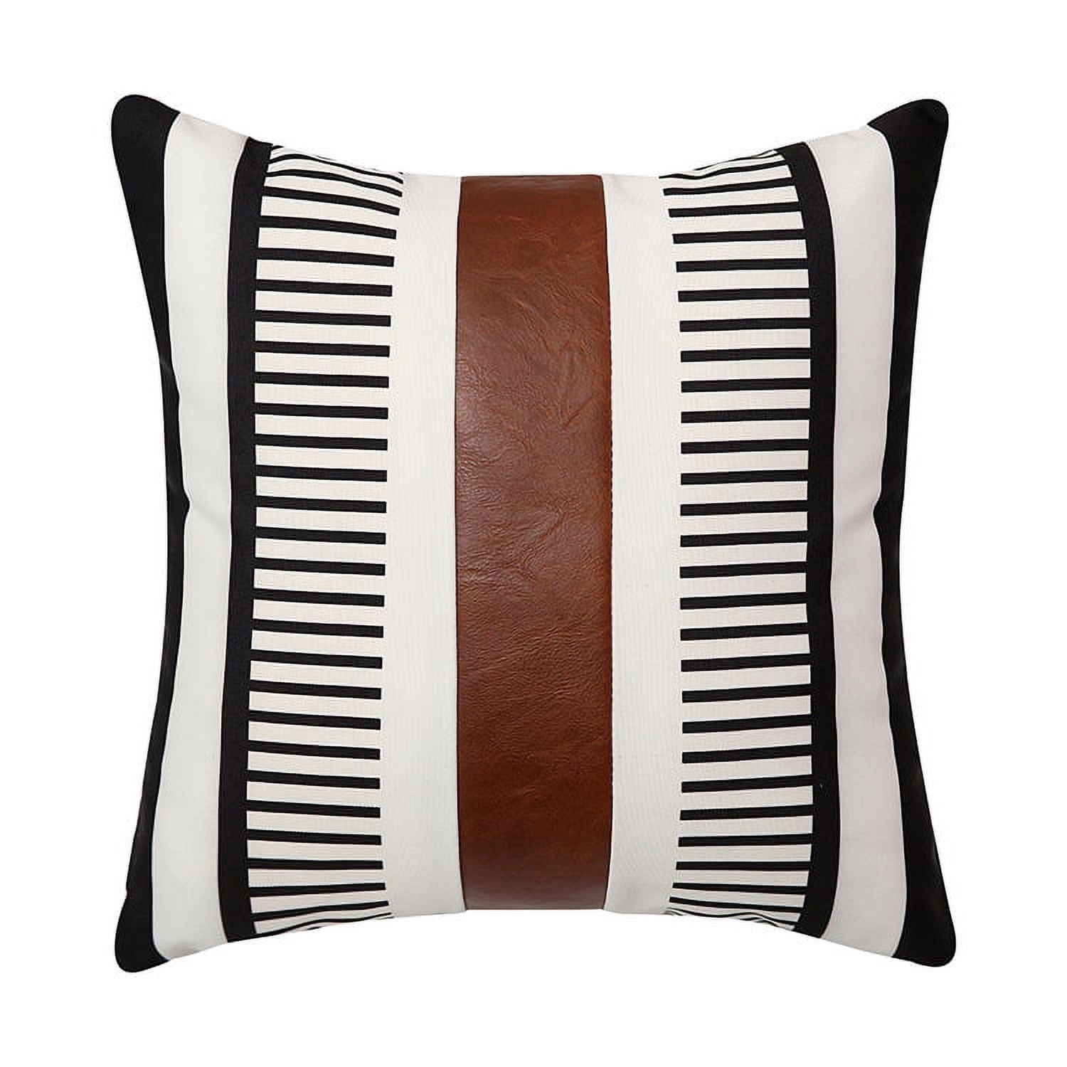 Boho Throw Pillow Covers, Modern Farmhouse Decorative Pillow Covers for Couch Sofa Bed,Faux Leather Pillow Covers, 18 x 18inch
