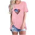 thumbnail image 1 of Camisetas de Manga Corta para las Mujeres Día de la Independencia Impresión Básica Camiseta de Verano, Cuello Redondo Casual Camiseta Blusa, 1 of 4