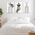 thumbnail image 5 of Sage Green Boho Wall Decor,Minimalist Framed Canvas Wall Art Geometric Line Leaf Sun Moon Green Canvas Artwork Paintings,Abstract Botanical Boho Wall Posters for Bathroom Bedroom Decor 12"x16", 5 of 6