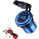 thumbnail image 1 of Cargador de coche USB de carga rápida QC 3.0 de doble puerto de 36 W, adaptador de carga rápida impermeable con voltímetro digital LED para 9 V - 32 V, barco, motocicleta, ATV, autobús, camión, SUV Rojo Verde, 1 of 5