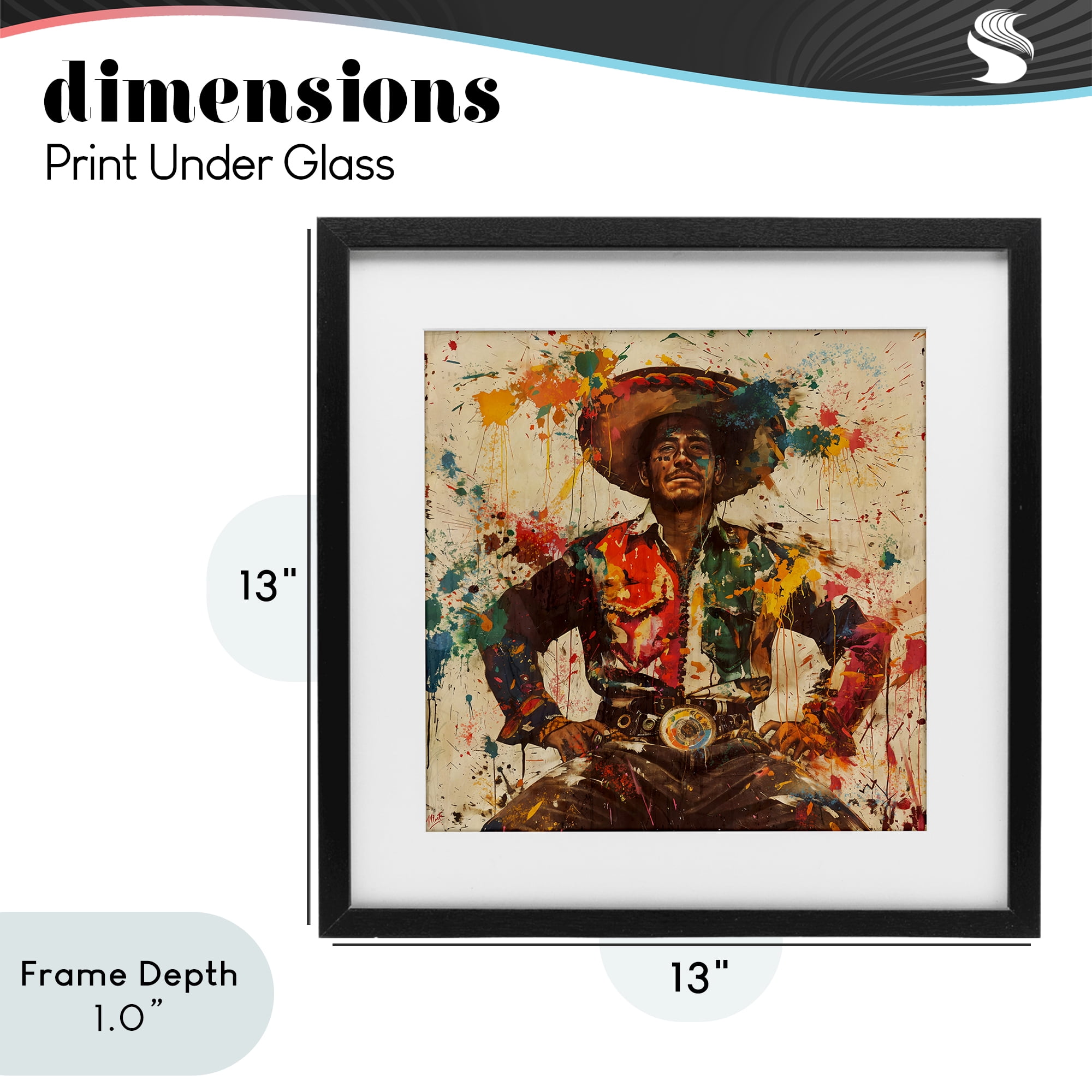 Stupell Industries El Mexicano with Paint Splatters Black Framed Print Under Glass, design by Marta Wiley