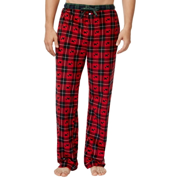 Tommy Hilfiger - TOMMY HILFIGER Dog Plaid Fleece Pajama Pants Brick Red ...