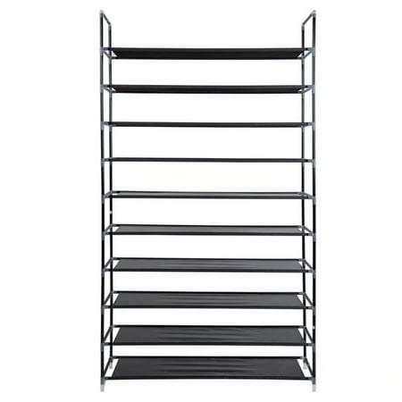 Akoyovwerve 10 Tier Shoe Rack Over Door Shoe Stroage Shelf Black